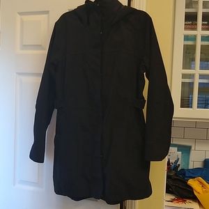 The North face black hooded rain coat, sz XL